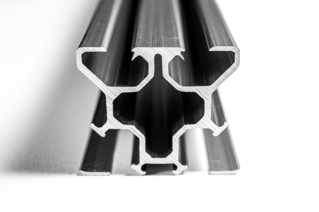 detailed view of 40x40 aluminum extrusion profiles with t slot and v slot designs