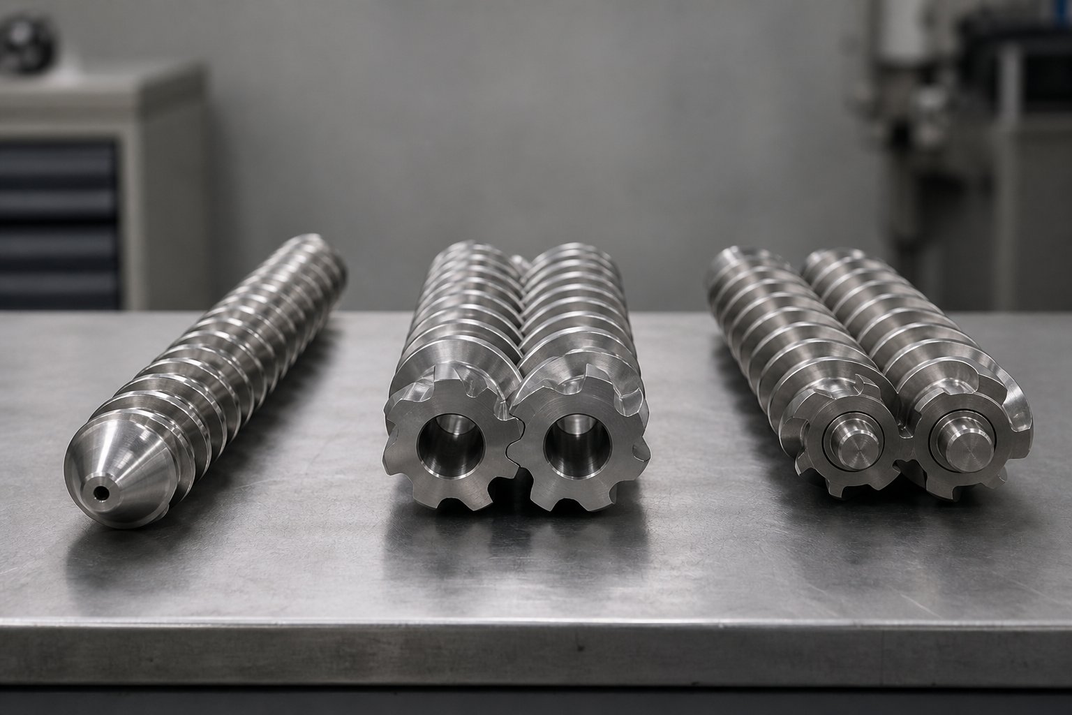 single screw co rotating twin screw and counter rotating twin screw configurations compared each suited to different polymers and extrusion applications