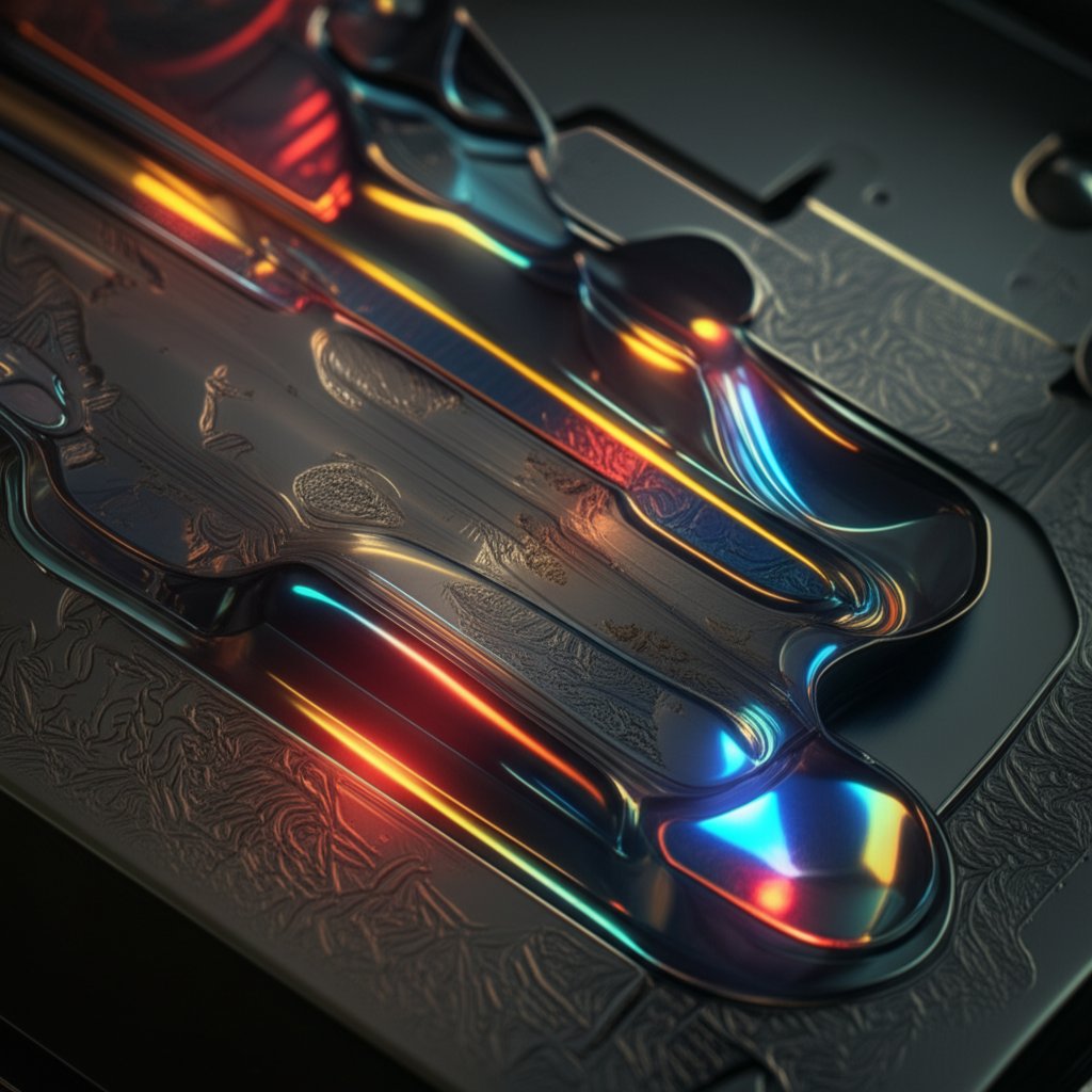 close up of a protective mold release agent film on a die casting mold surface