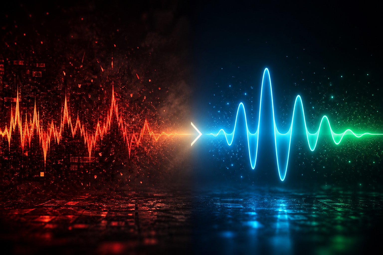 before and after optimization showing how clean source audio dramatically improves ai vocal output