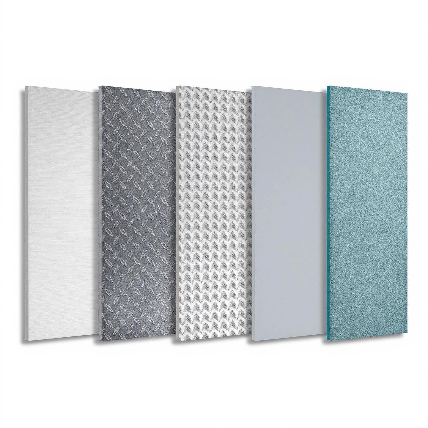 aluminum sheet metal panels with different finishes side by side