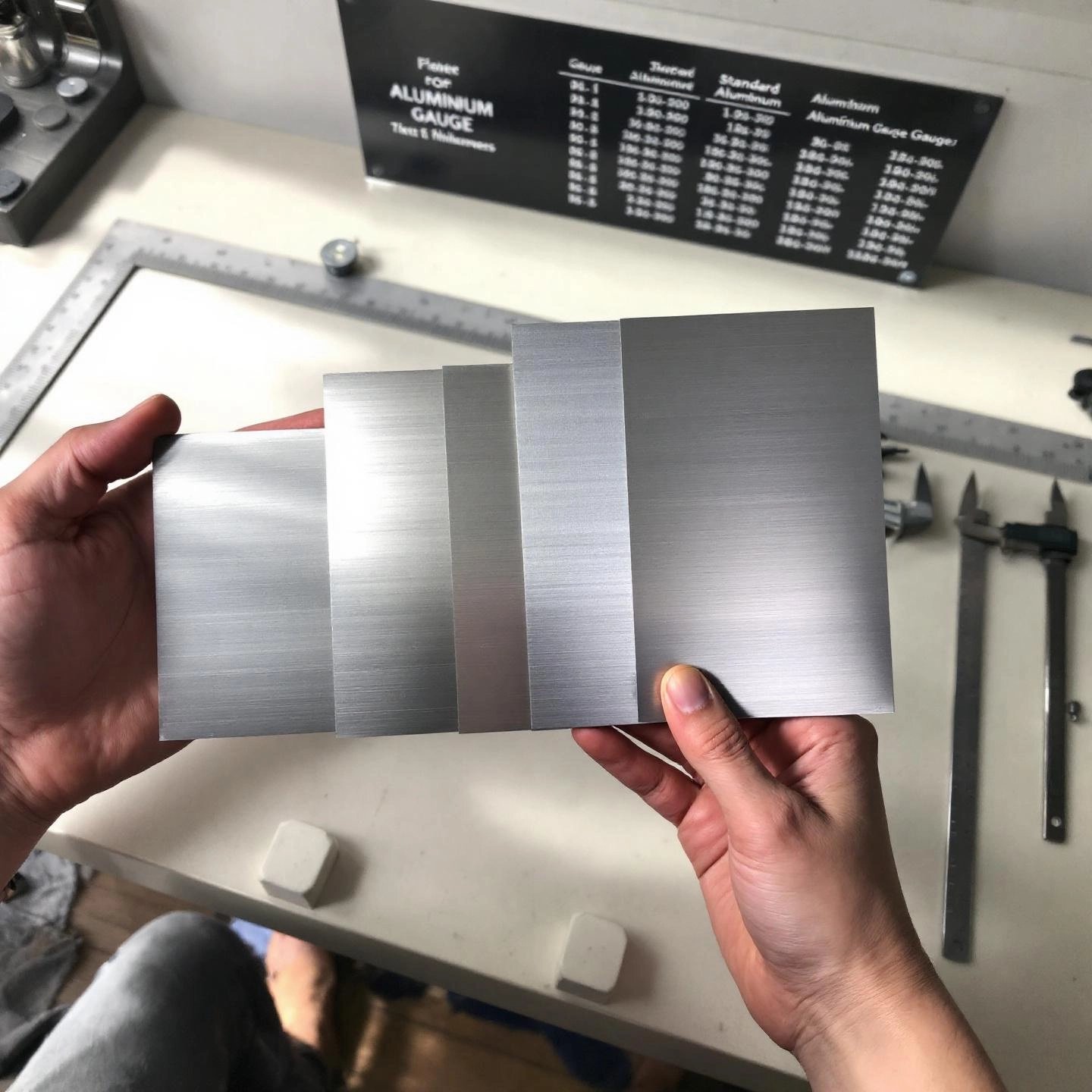 comparing aluminum sheet metal thicknesses using a gauge chart