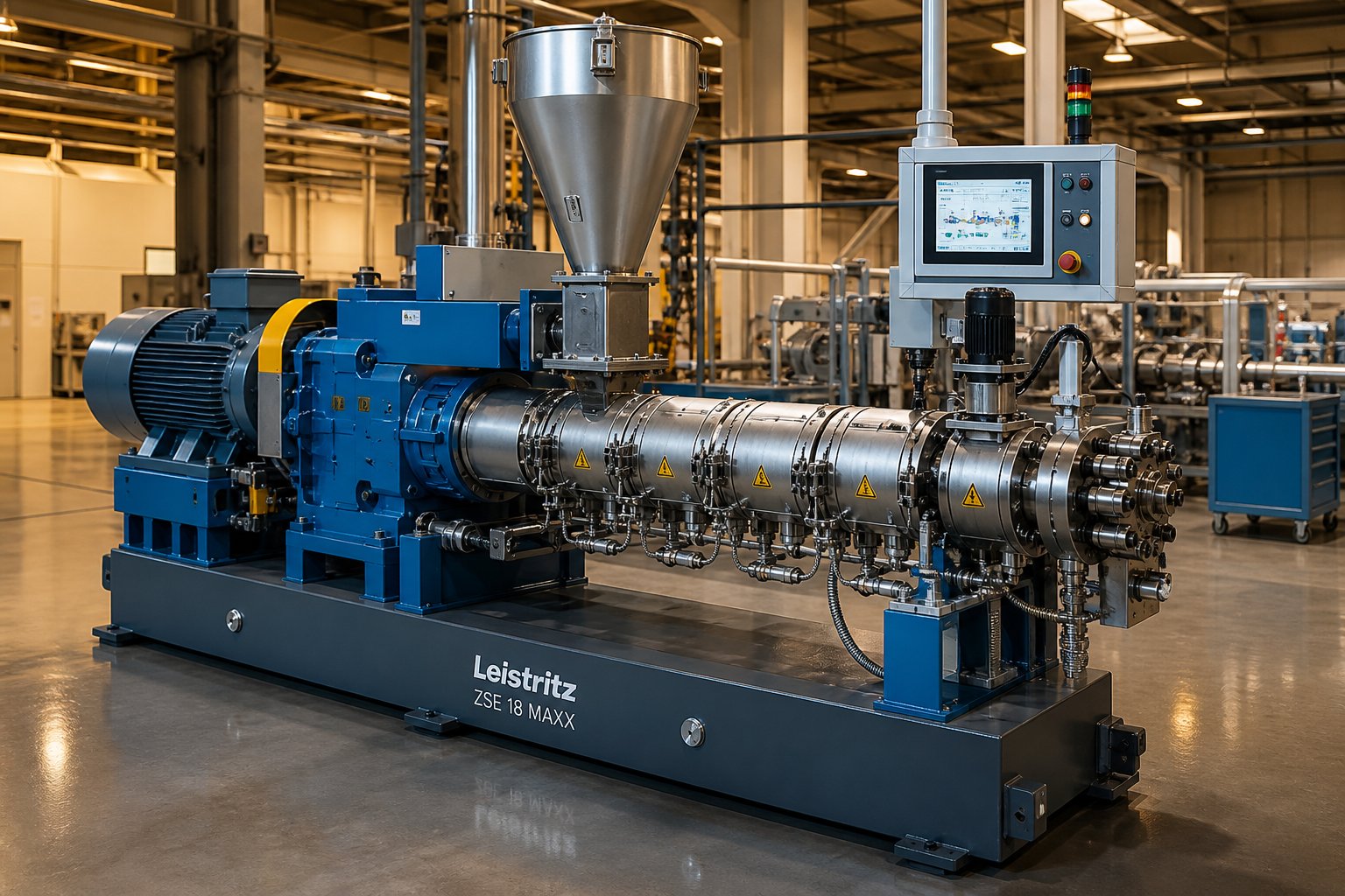 a co rotating twin screw extruder on the production floor understanding its modular design is key to evaluating used equipment value