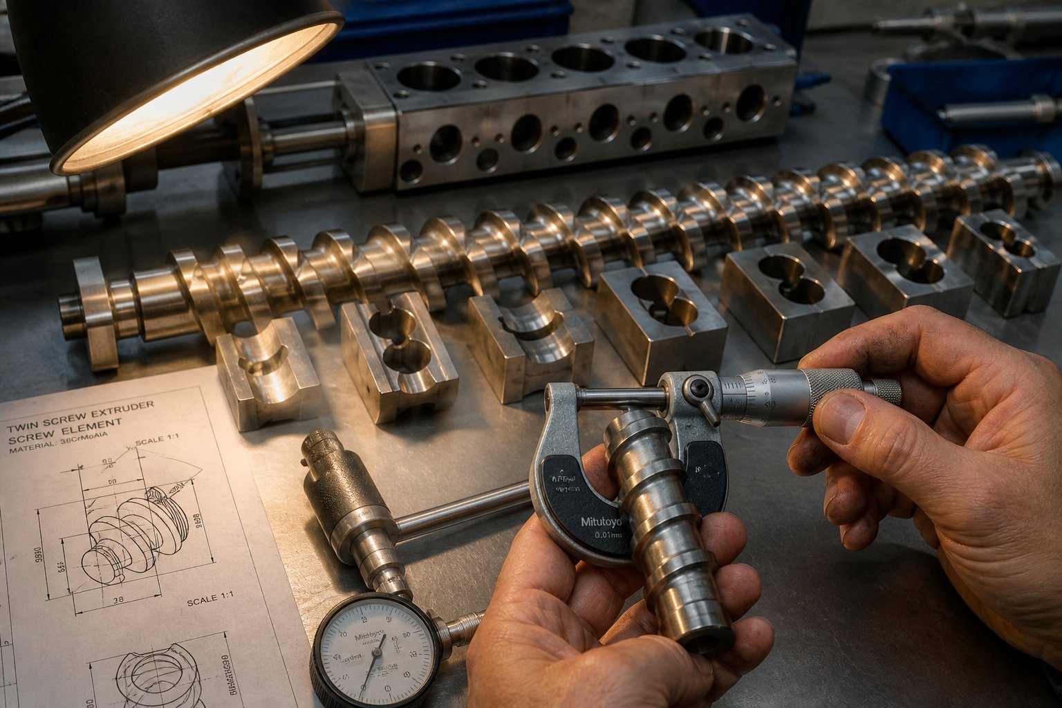 measuring screw element flight tips and barrel bore dimensions is the most reliable way to assess remaining service life in used extruders