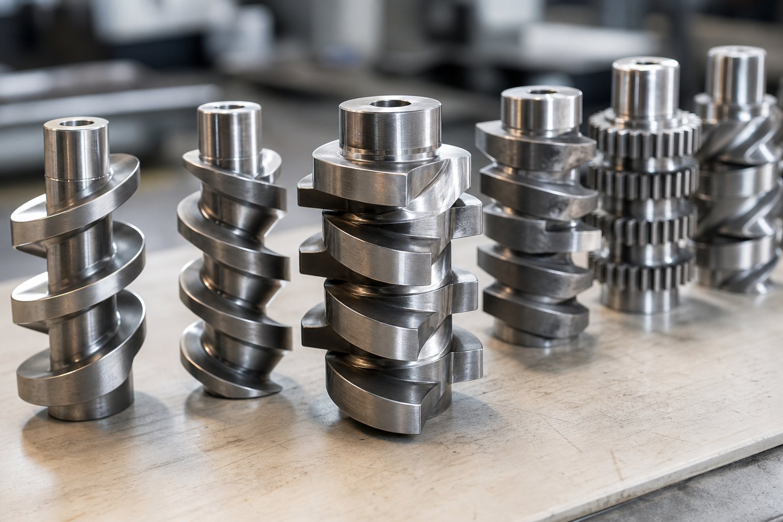 modular screw elements including conveying flights kneading blocks and mixing elements used to build custom processing profiles