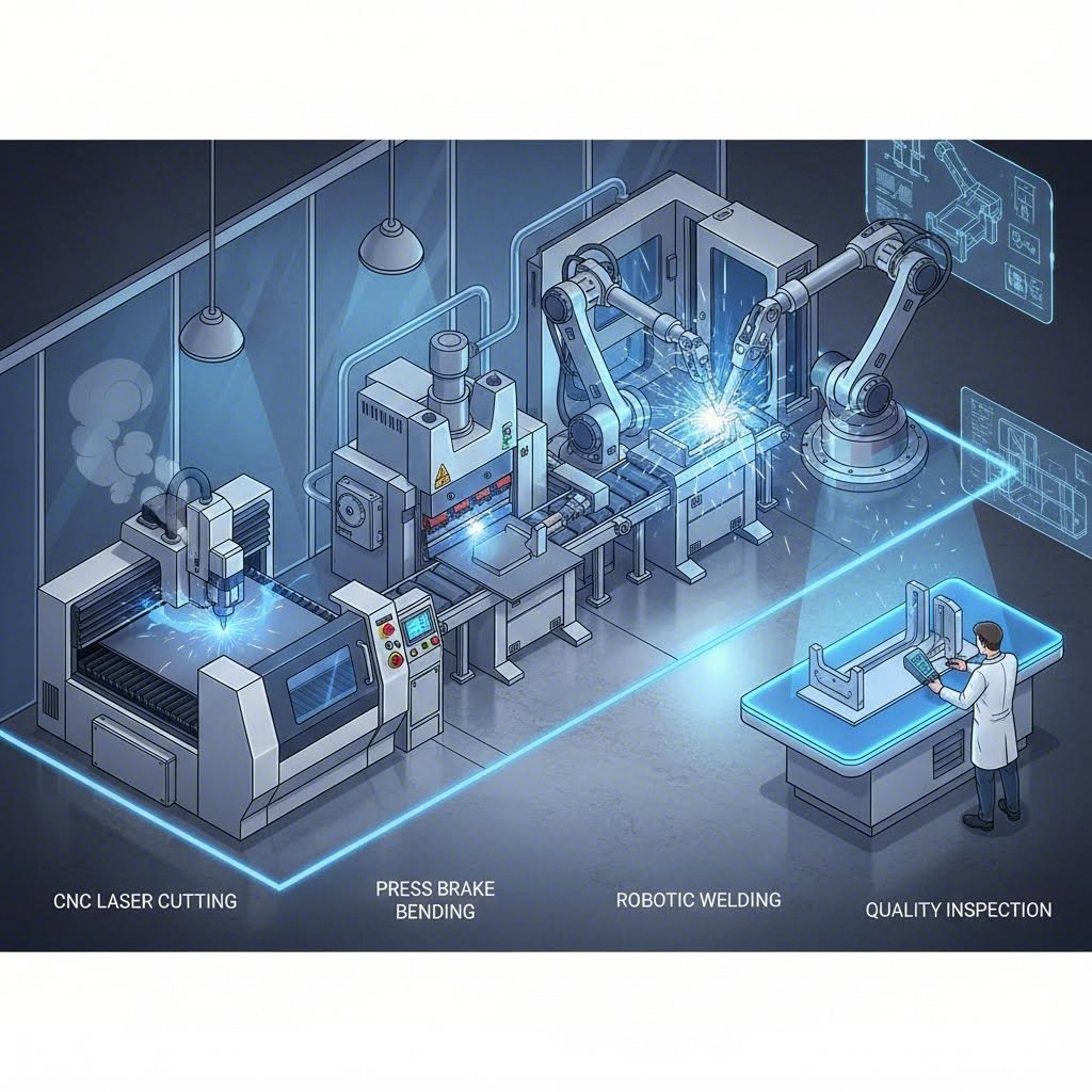 eight stage oem fabrication workflow from design review through final delivery