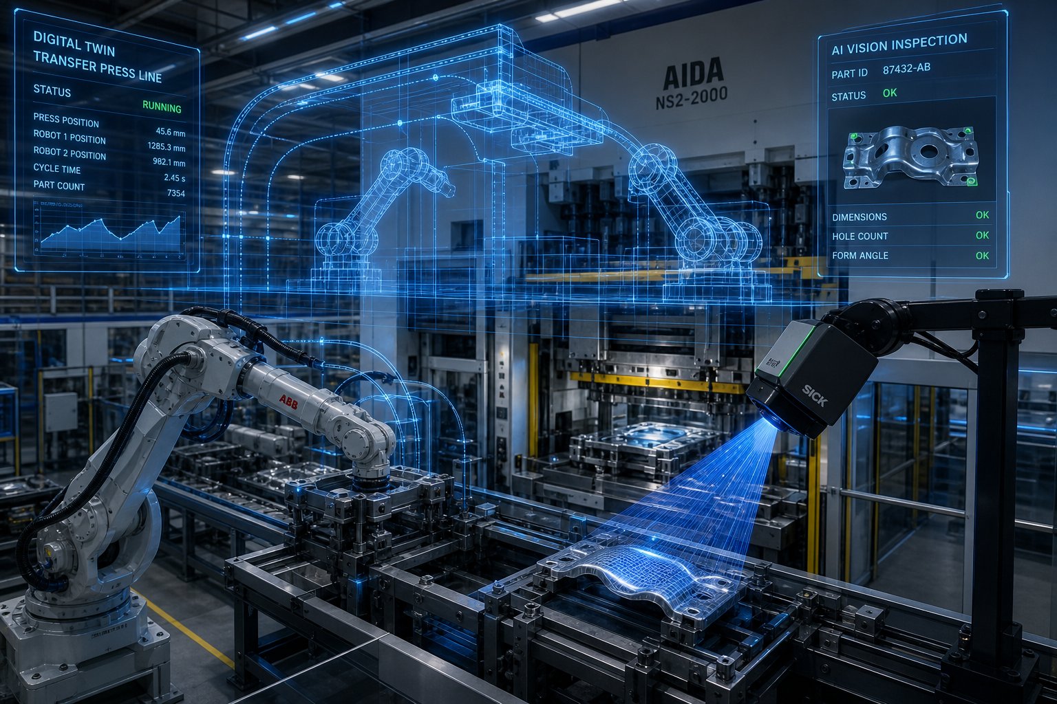 digital twin simulation and ai vision systems enable predictive quality control in robotic transfer stamping
