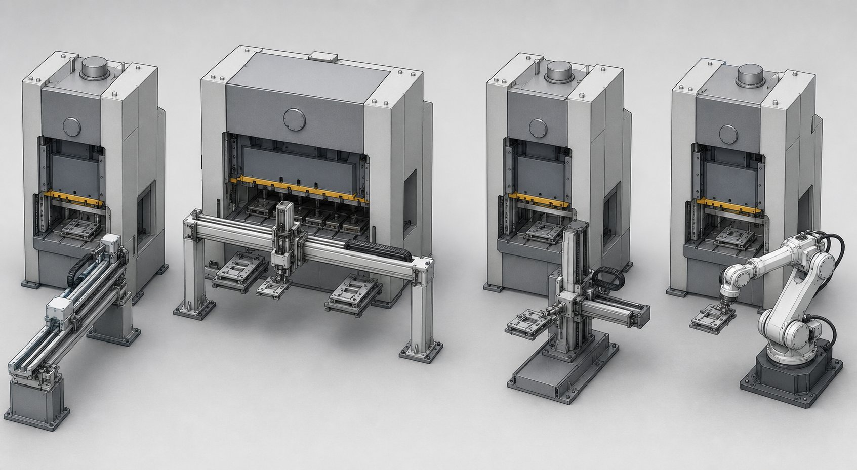 four primary robotic transfer system types used in multi station die stamping applications
