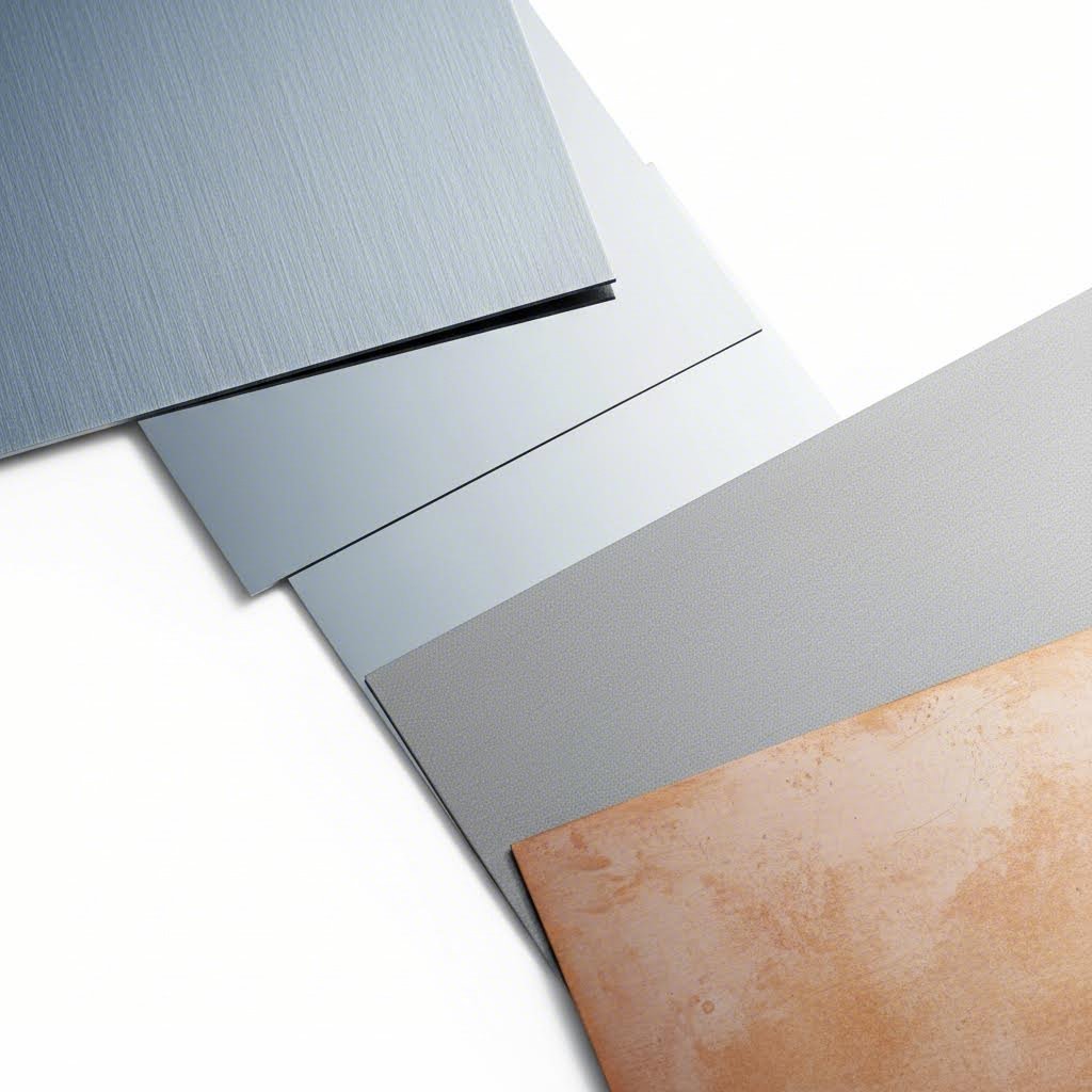 different sheet metal materials display unique surface characteristics and color tones