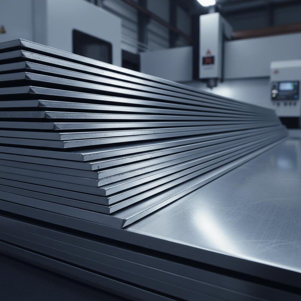premium sheet metal stock demonstrating quality characteristics in a modern fabrication facility
