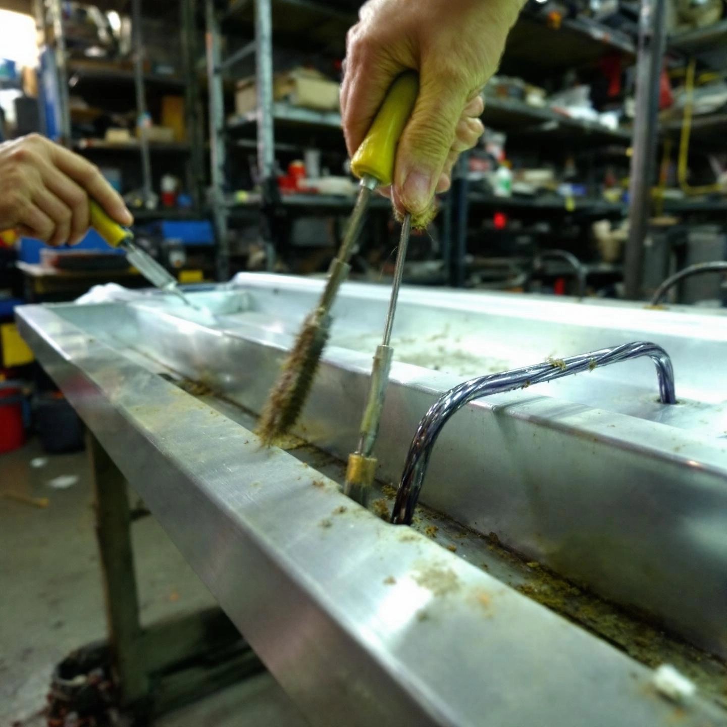 preparing aluminum for welding by thoroughly cleaning the workpiece