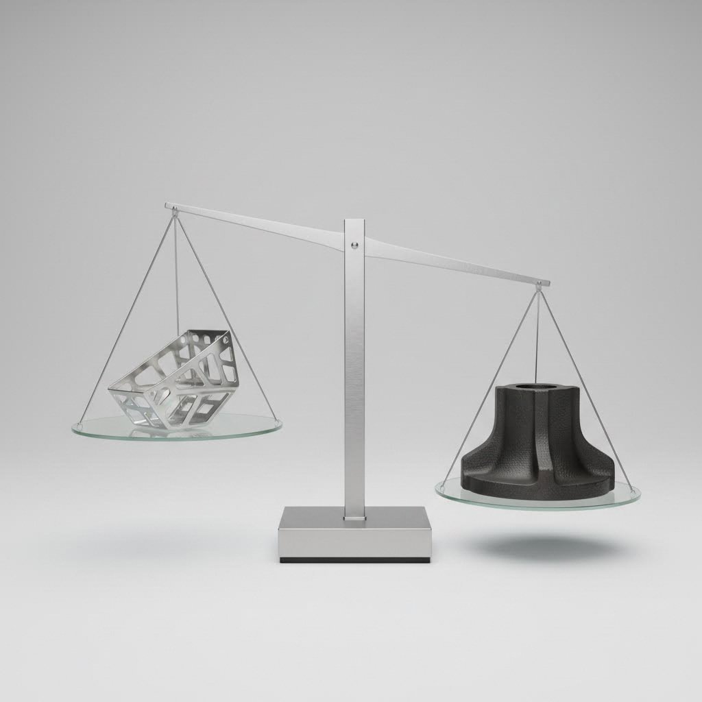 Weight comparison concept between stamped steel and cast suspension parts