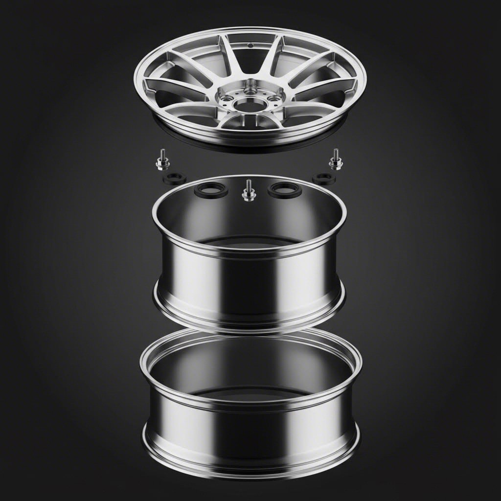 three piece wheel components allow independent replacement and customization options