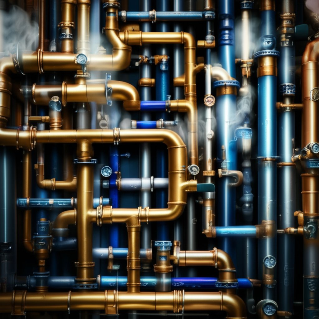 brass piping system with indicators for pressure and temperature conditions