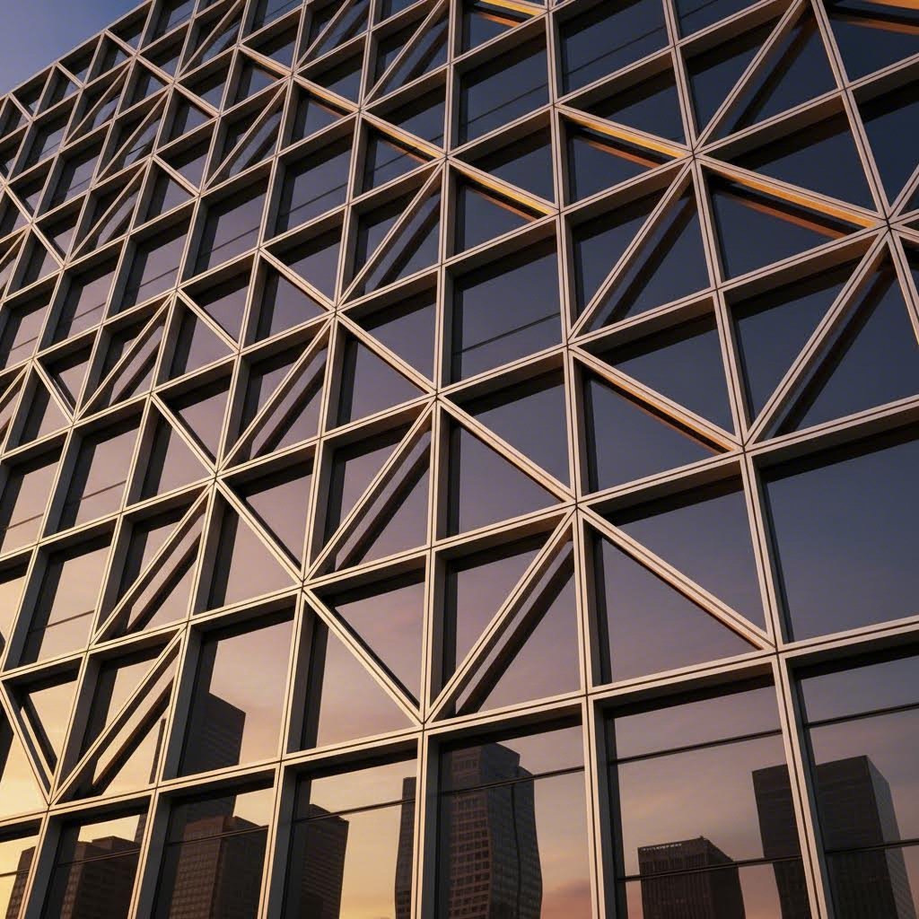 custom cut aluminum extrusions form the framework for modern architectural facades