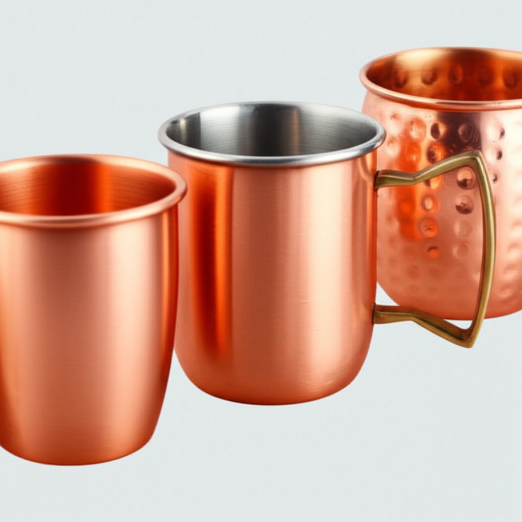 visual comparison of solid lined and copper plated cups for easy identification