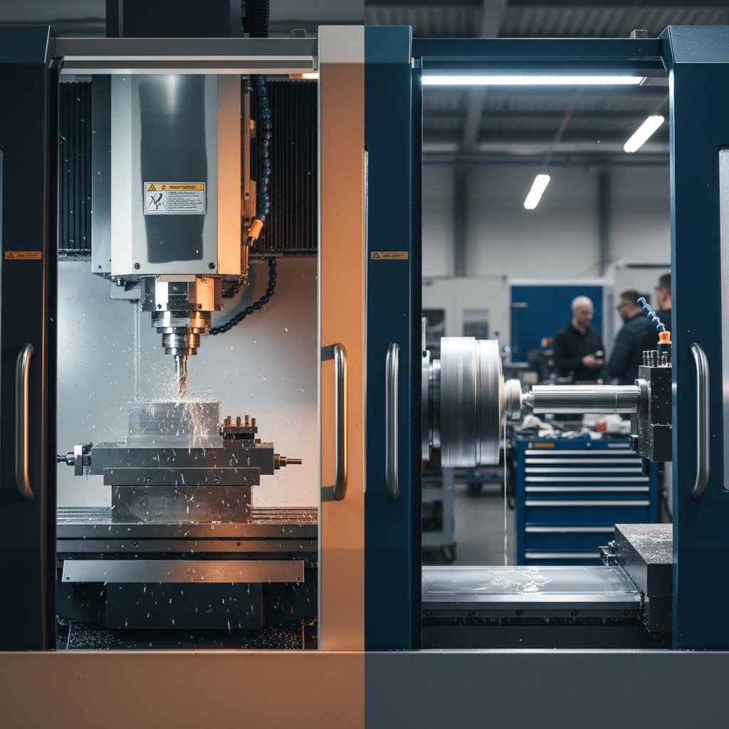 cnc milling versus turning processes demonstrating different cutting approaches for metal parts