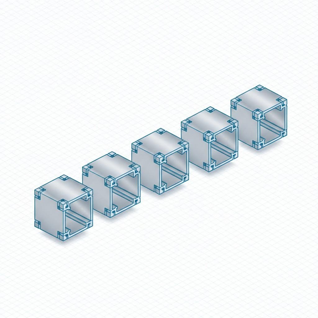 cross sectional comparison of t slot aluminum profile series from small to large