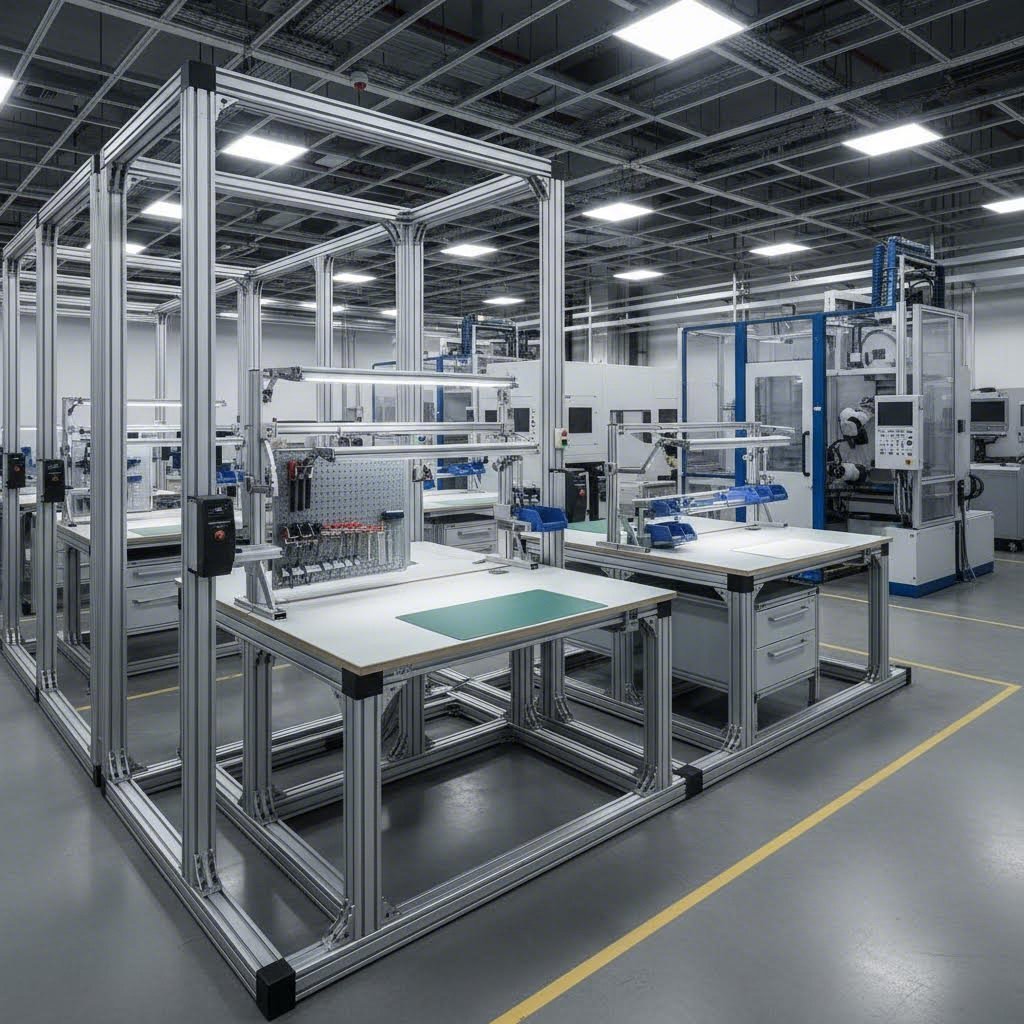 industrial applications of 80 20 aluminum framing in a manufacturing environment