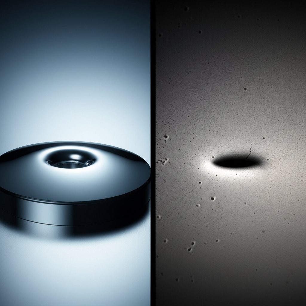 comparison of a smooth finish on a sealed part versus a flawed finish from unsealed porosity