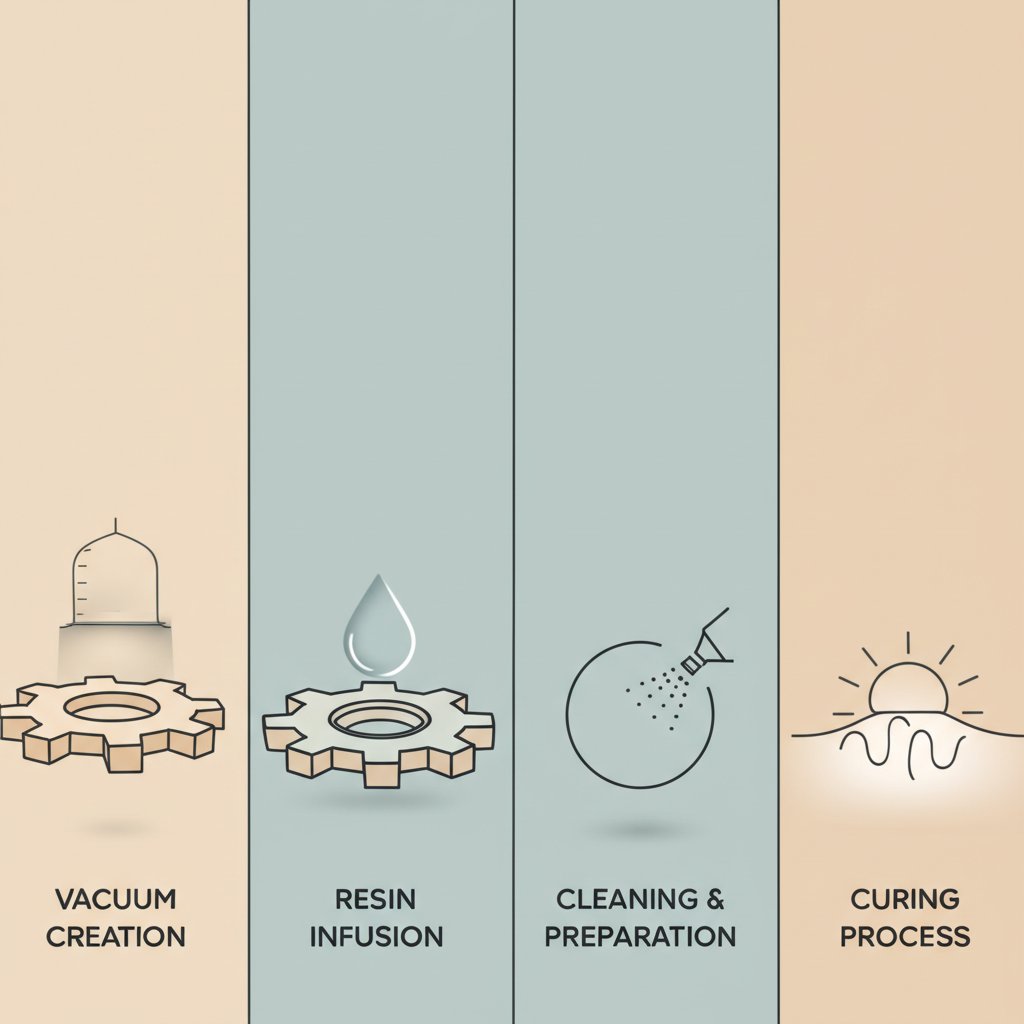 diagram showing the four key stages of the vacuum impregnation process