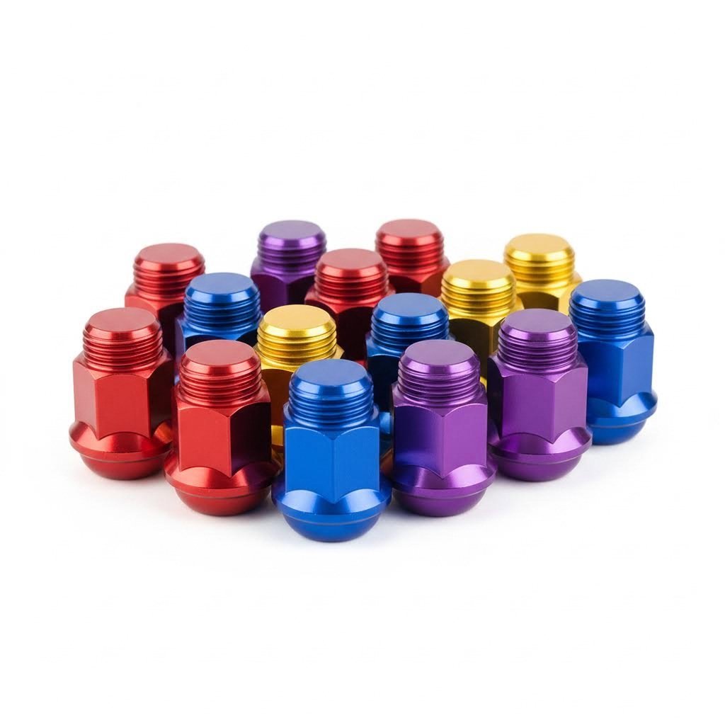 anodized aluminum lug nuts available in vibrant color options for custom builds
