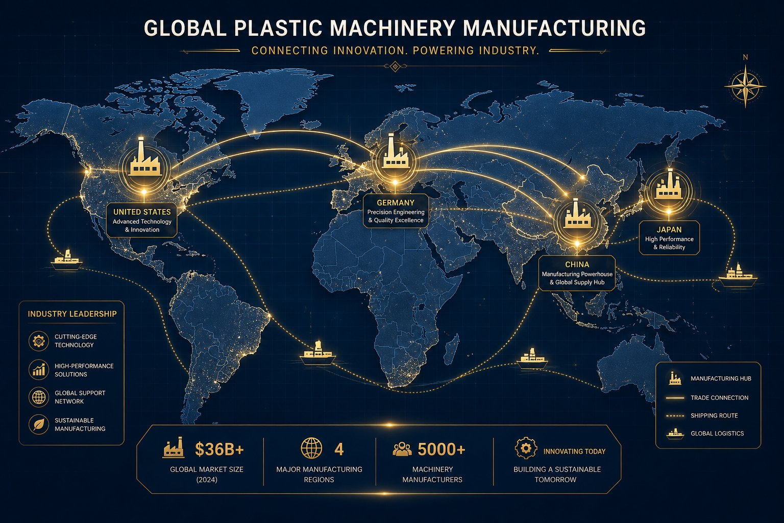 global plastic machinery manufacturing hubs spanning asia europe and north america