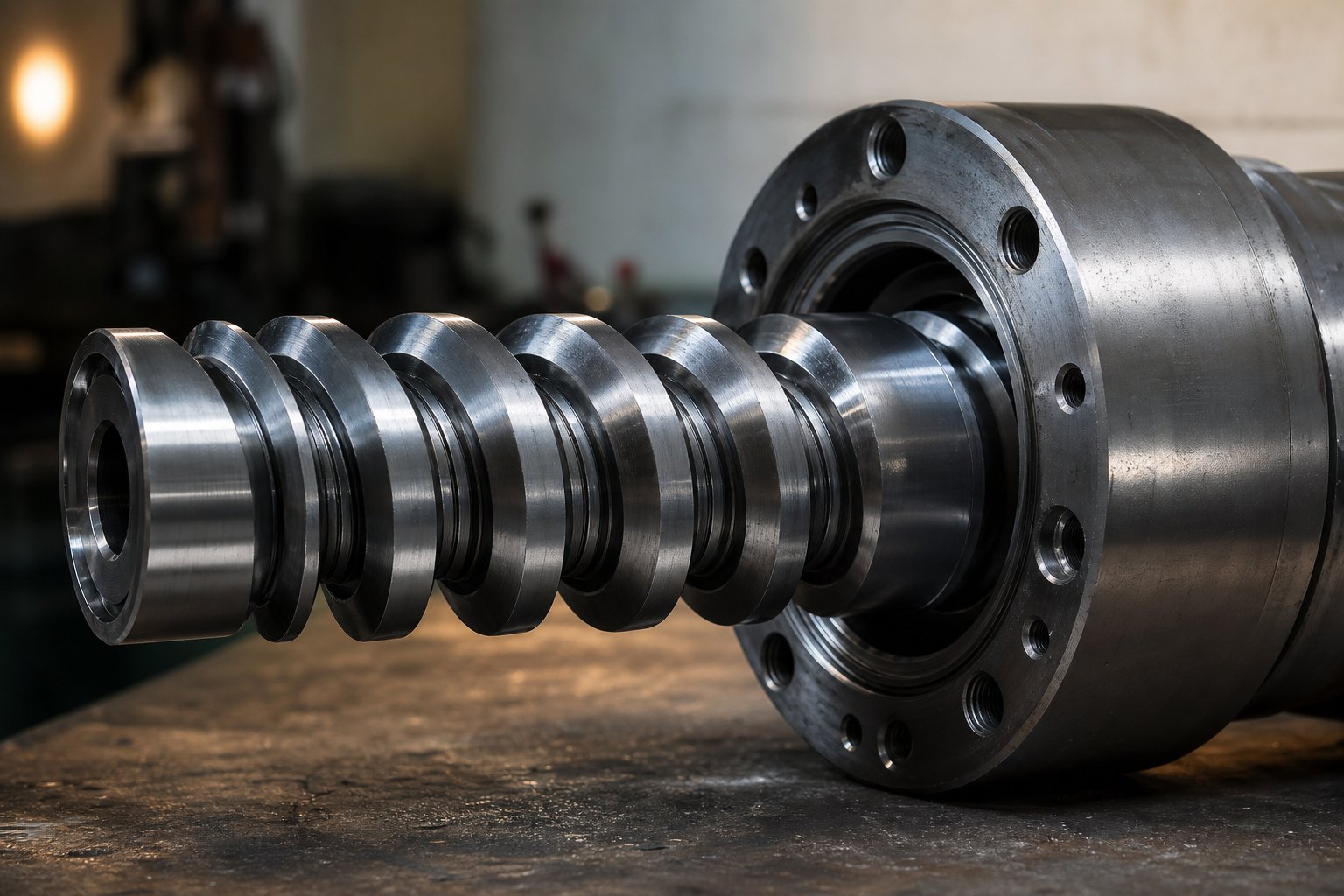 precision machined extrusion screw and barrel assembly critical to plasticating performance