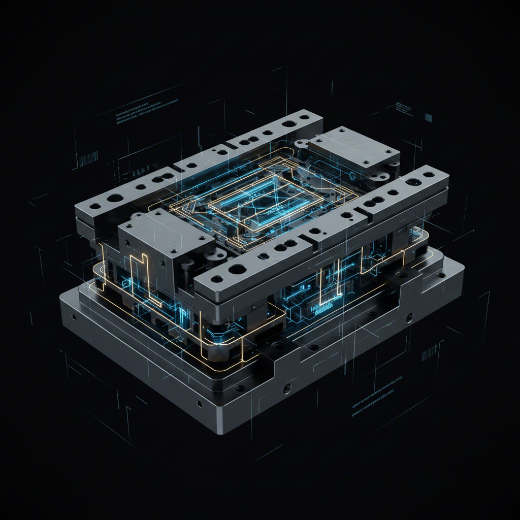 conceptual visualization of a precision automotive die used in manufacturing
