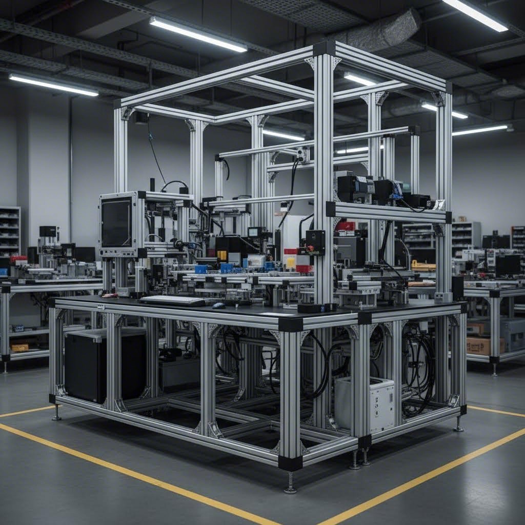 t slot aluminum framing enables modular reconfigurable workstations for industrial manufacturing