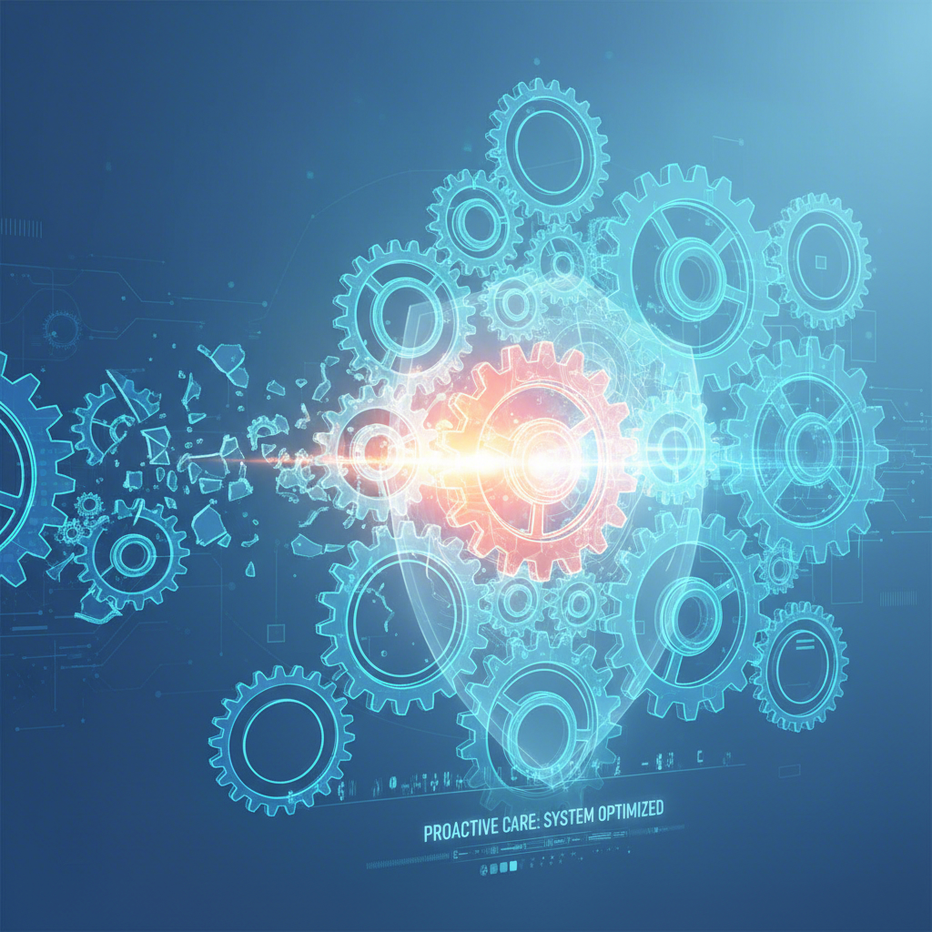 abstract representation of proactive die maintenance preventing system failure