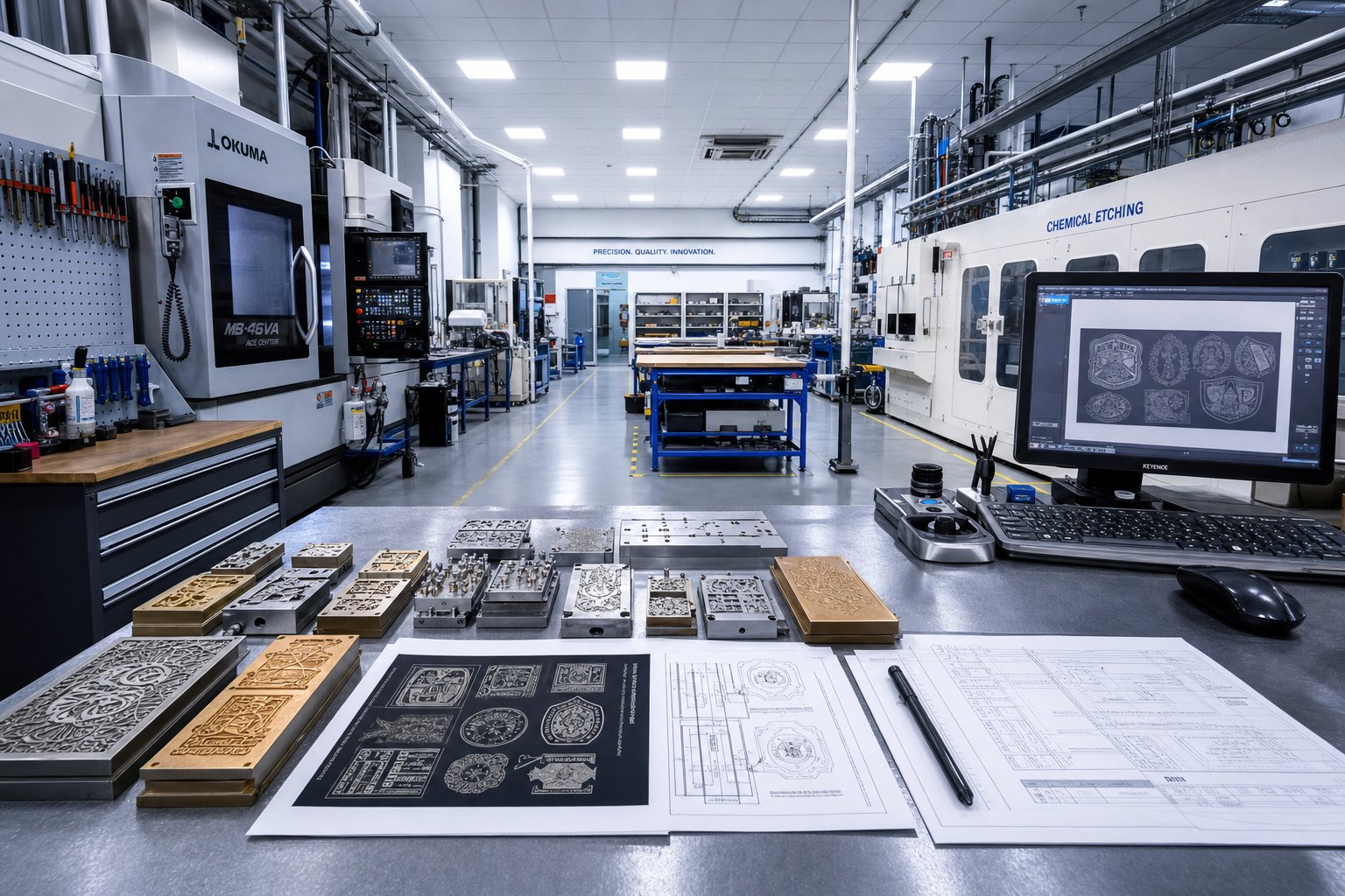 info-1-1 a professional die manufacturing facility equipped for cnc engraving and chemical etching where custom tooling moves from design proof to finished product