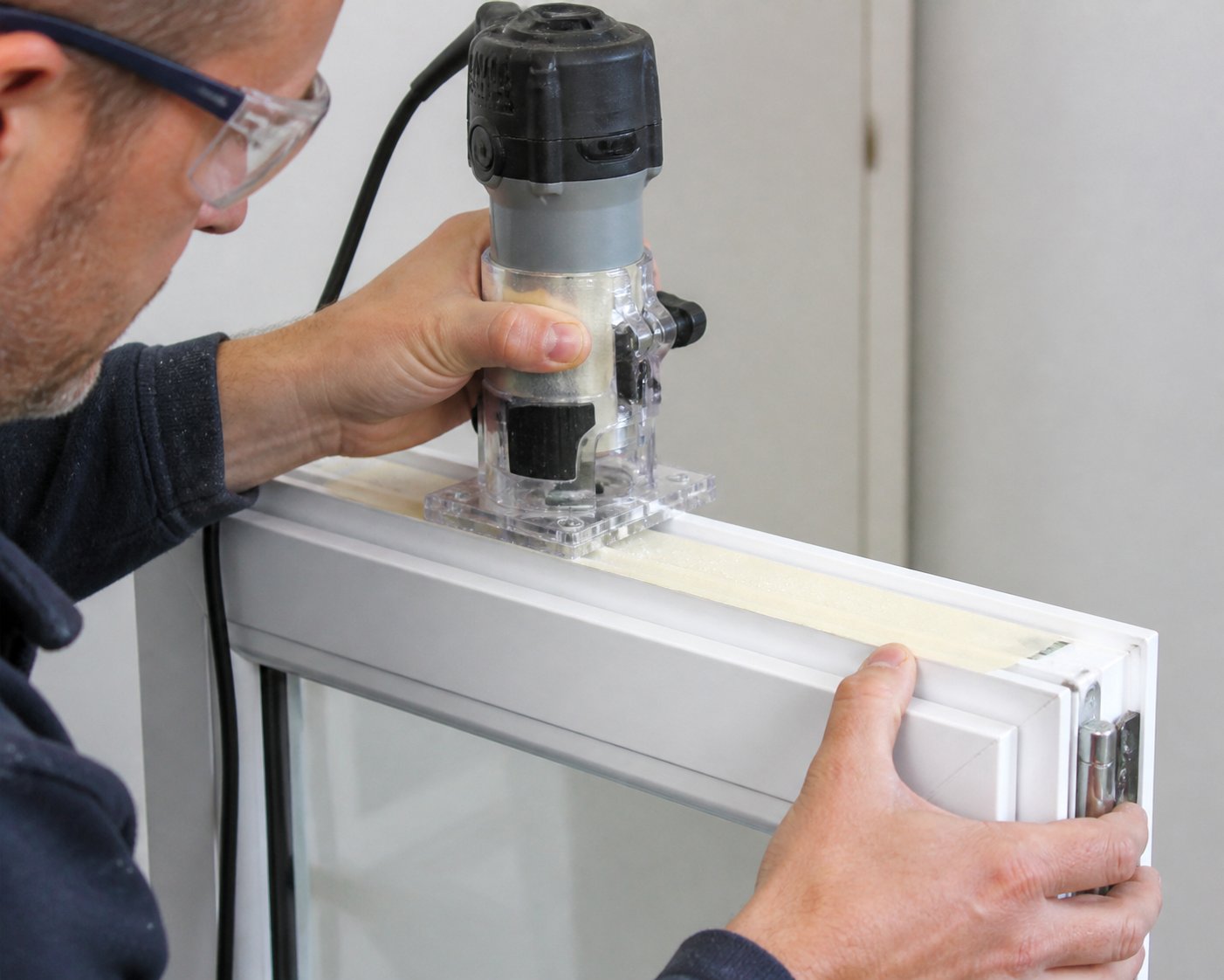 routing a precise slot into the upvc frame head is the key step when fitting a trickle vent to an existing window