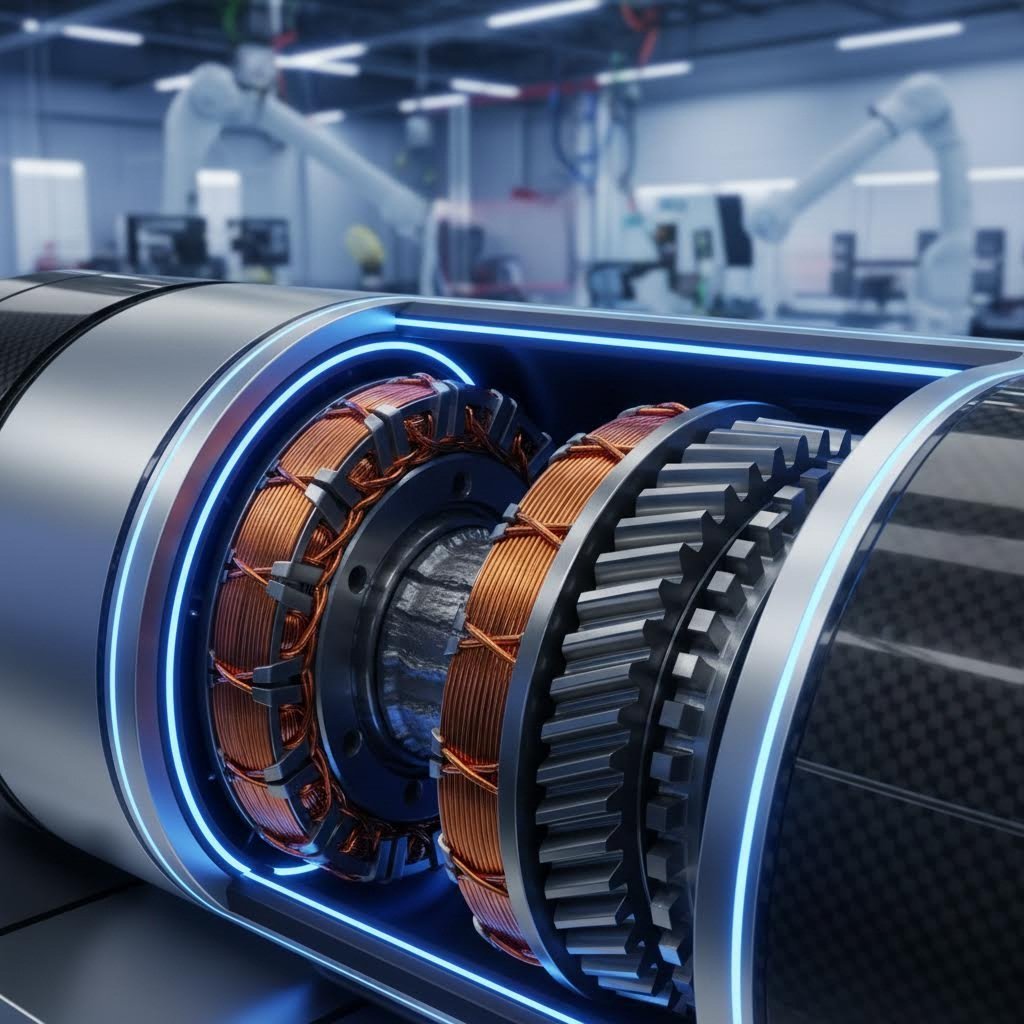 forged motor shaft and drivetrain components in electric vehicle powertrain assembly