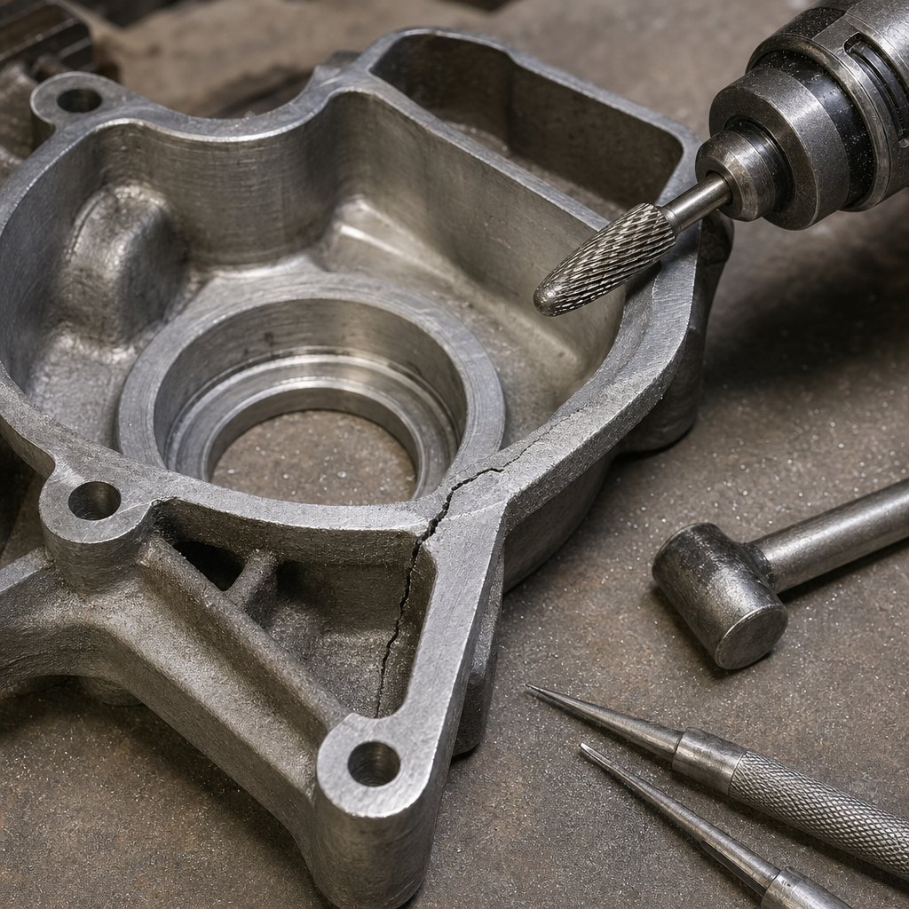 cleaning and opening a cast aluminum crack before welding