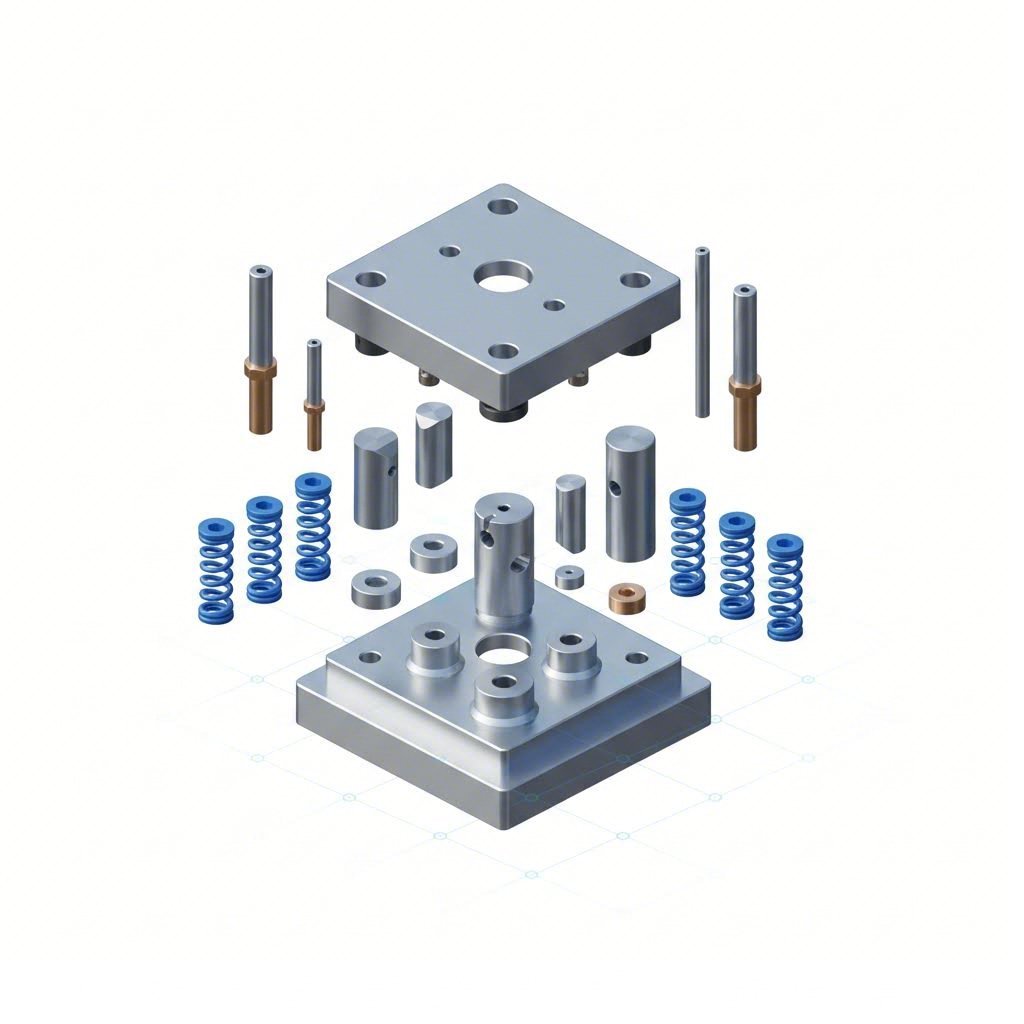 Disassembled stamping die components ready for inspection and maintenance