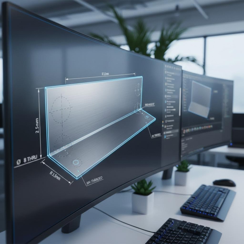 cad software displaying sheet metal design with manufacturing guidelines