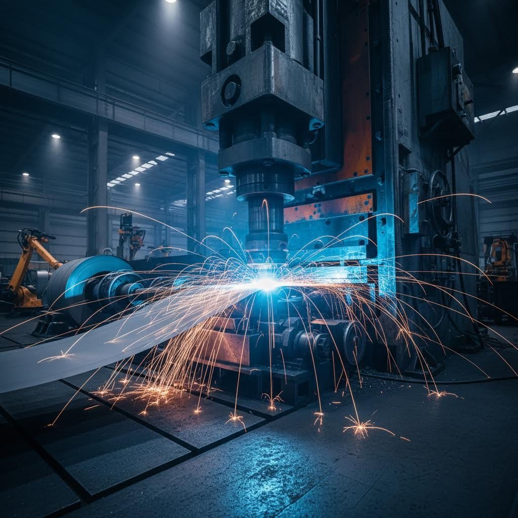 industrial metal stamping press transforming sheet metal into precision components