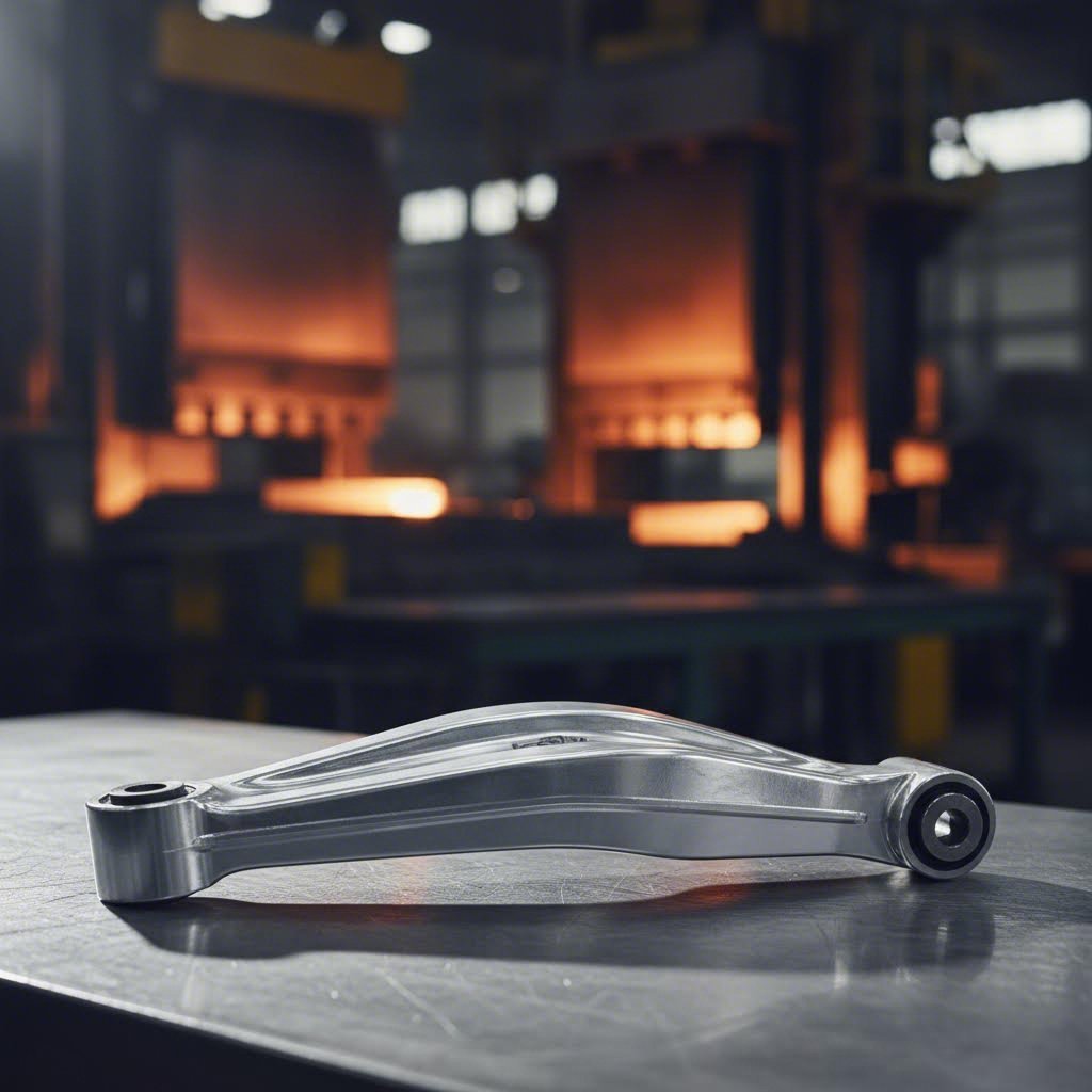 forged aluminum suspension component showcasing refined grain structure and precision engineering