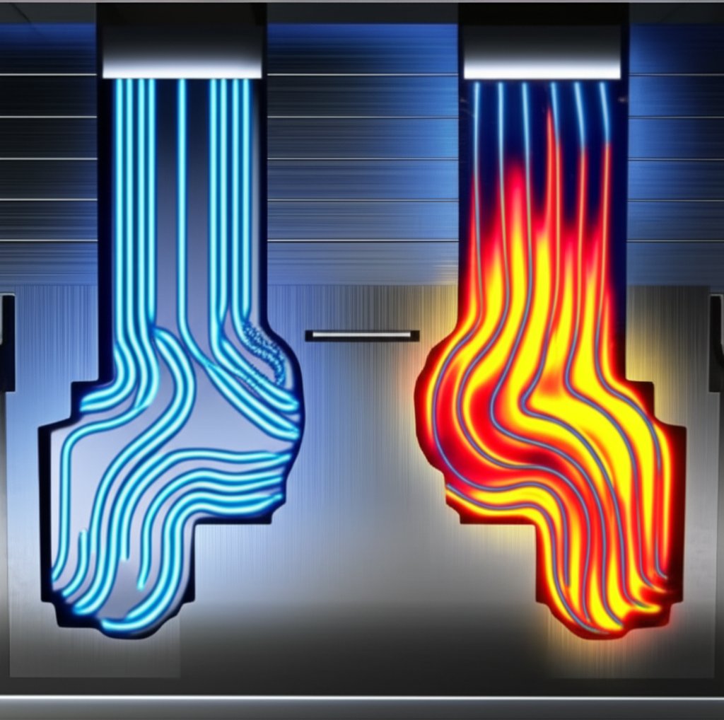 comparison of conventional and conformal cooling channels in a die casting mold