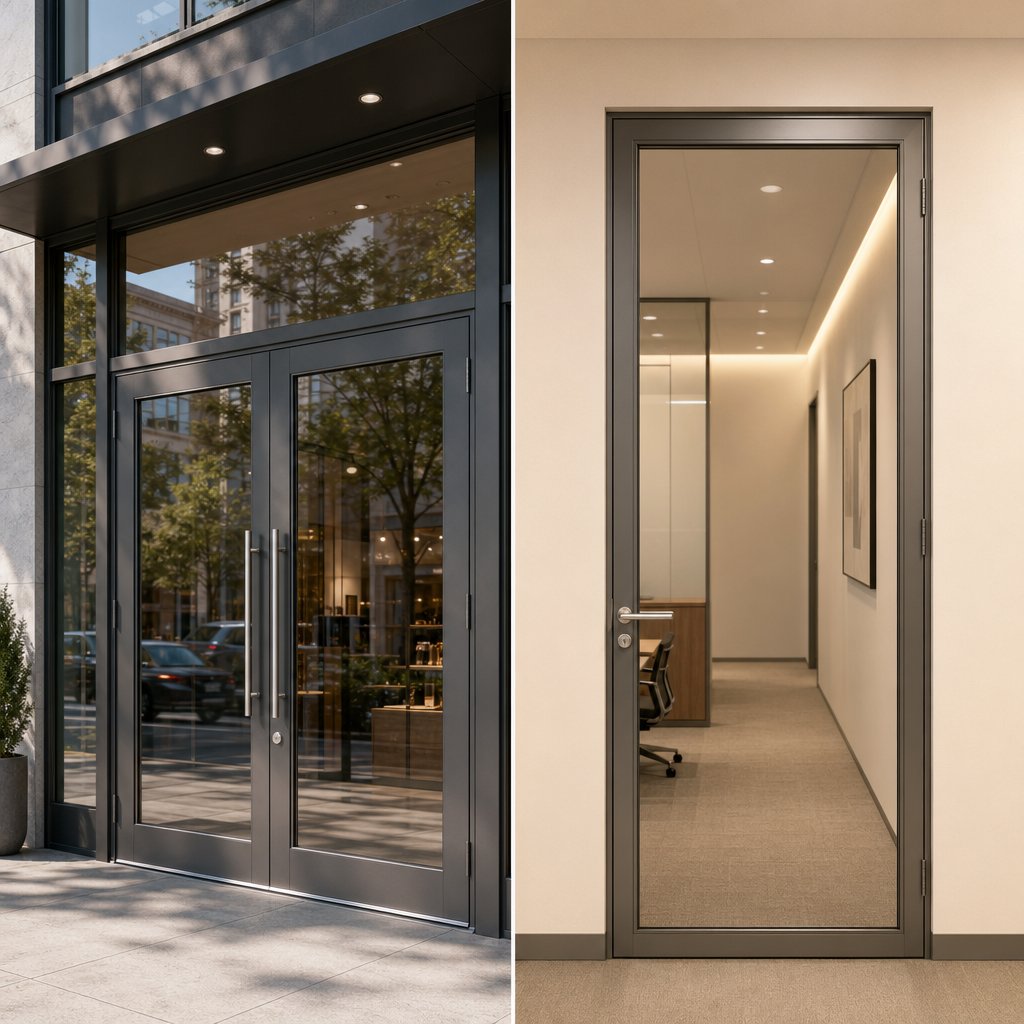 aluminum door hardware needs vary by storefront and office use
