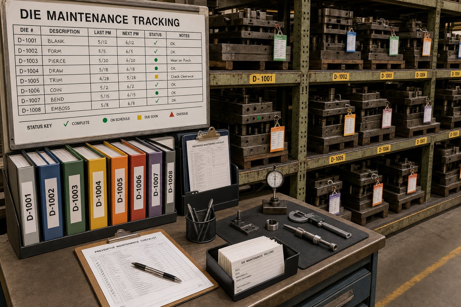 organized die maintenance tracking system with documented service history supports consistent production performance
