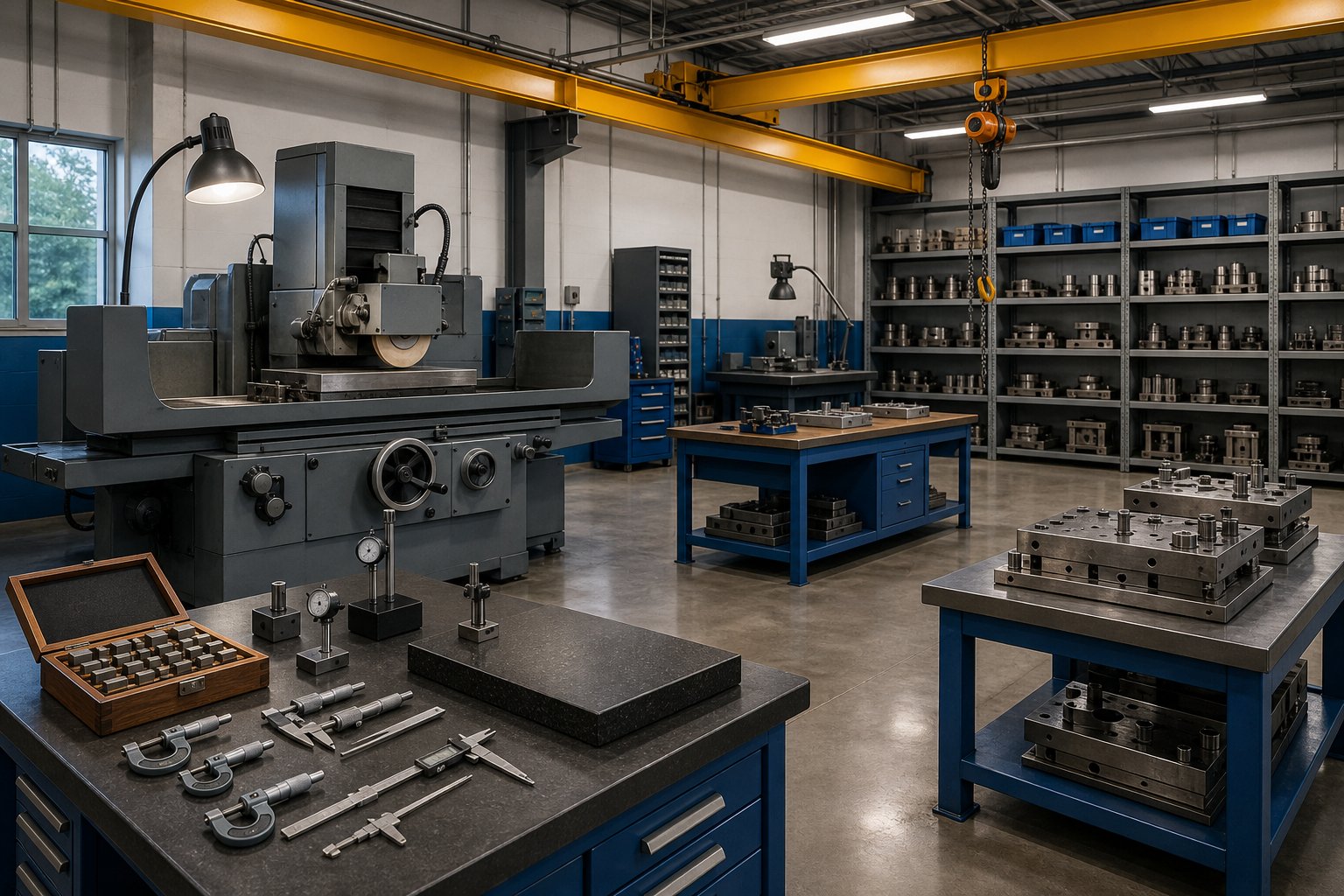a functional in house die repair toolroom combines surface grinding welding measurement