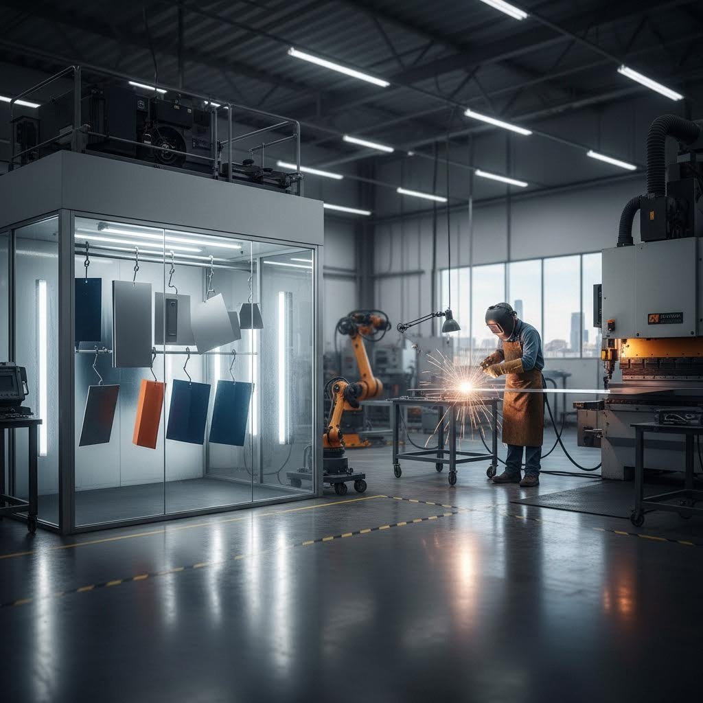 secondary operations including bending welding and powder coating for laser cut parts