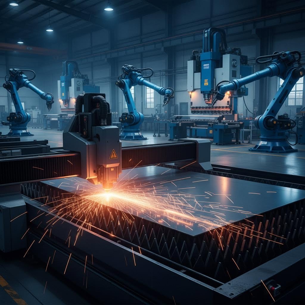 modern sheet metal manufacturing facility with precision laser cutting technology