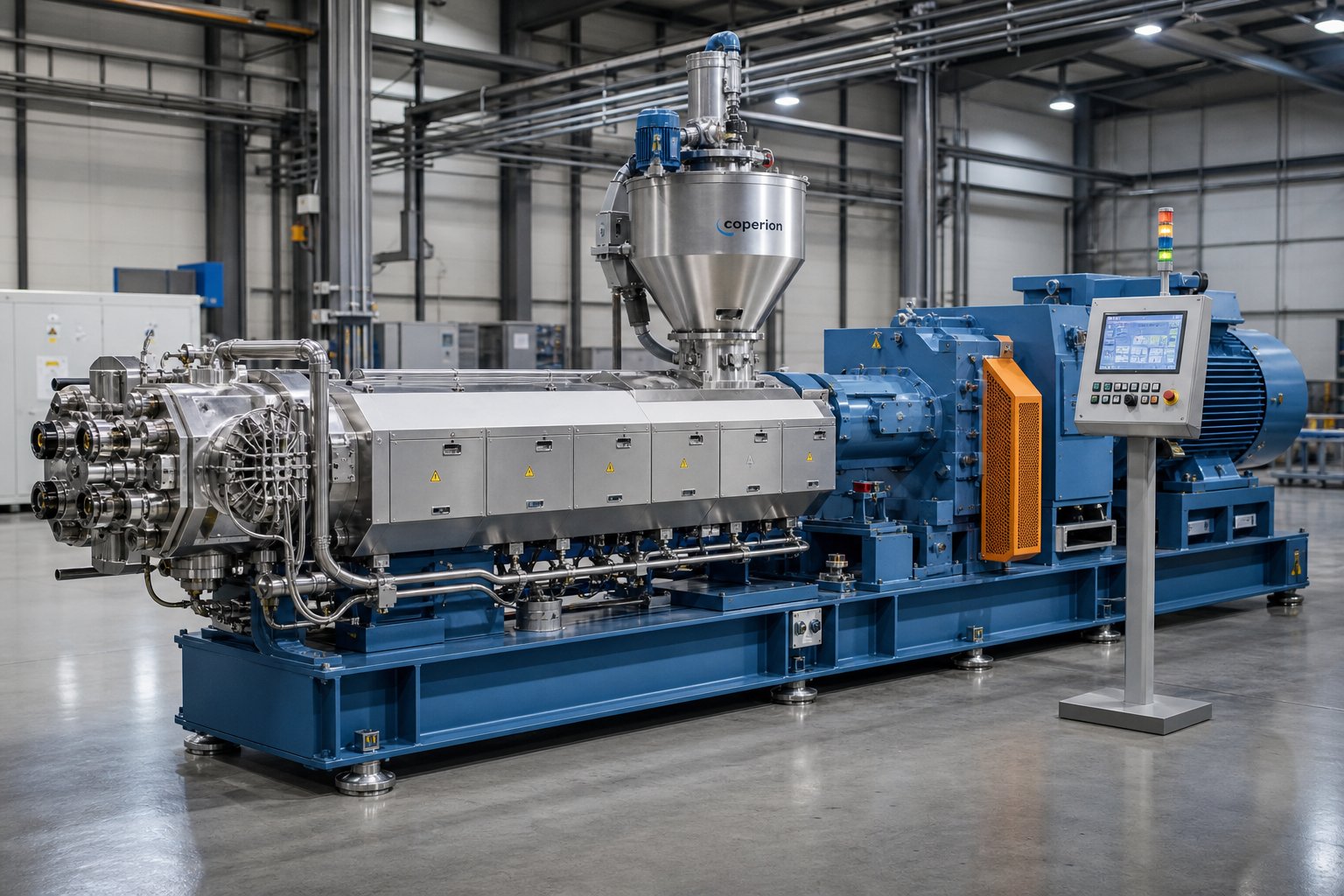 industrial twin screw extruder on a production floor %E2%80%94 pricing varies dramatically based on diameter configuration and origin