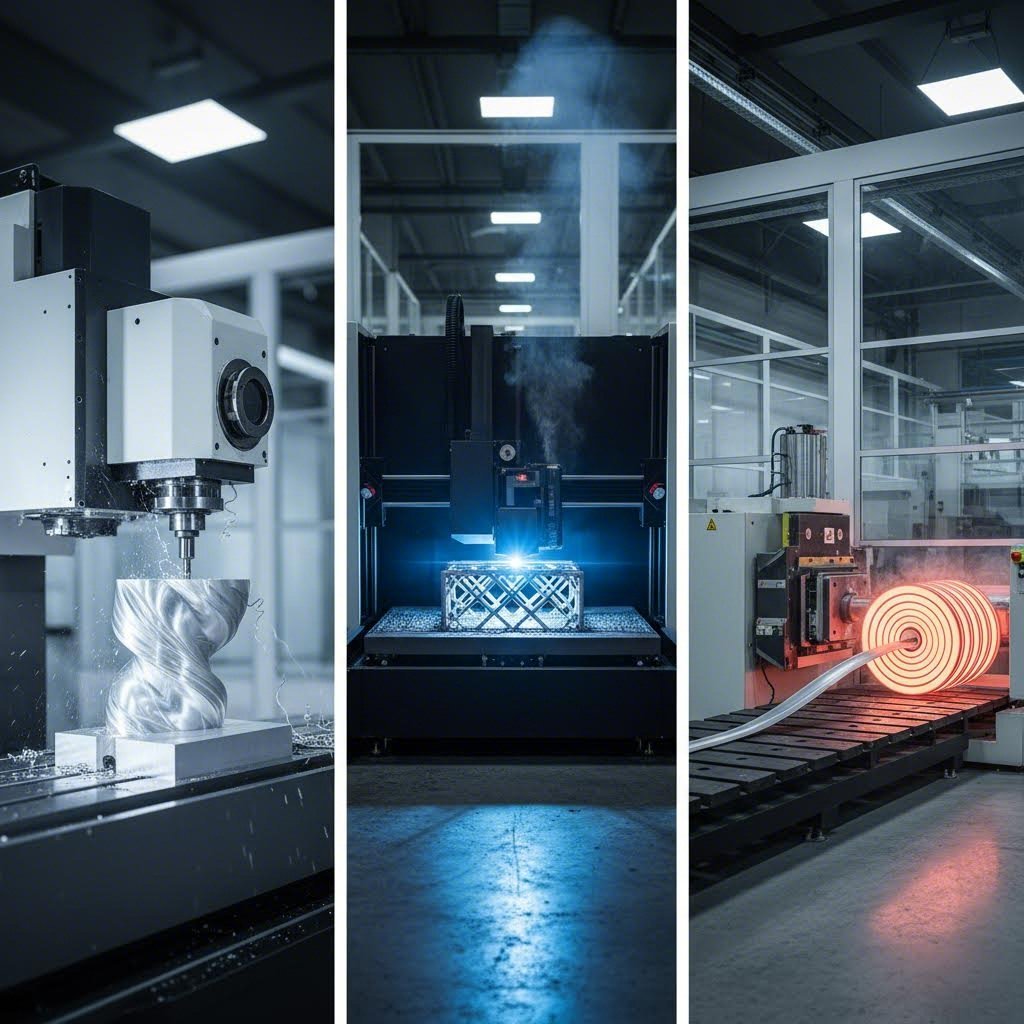 comparison of manufacturing methods cnc machining metal 3d printing and aluminum extrusion