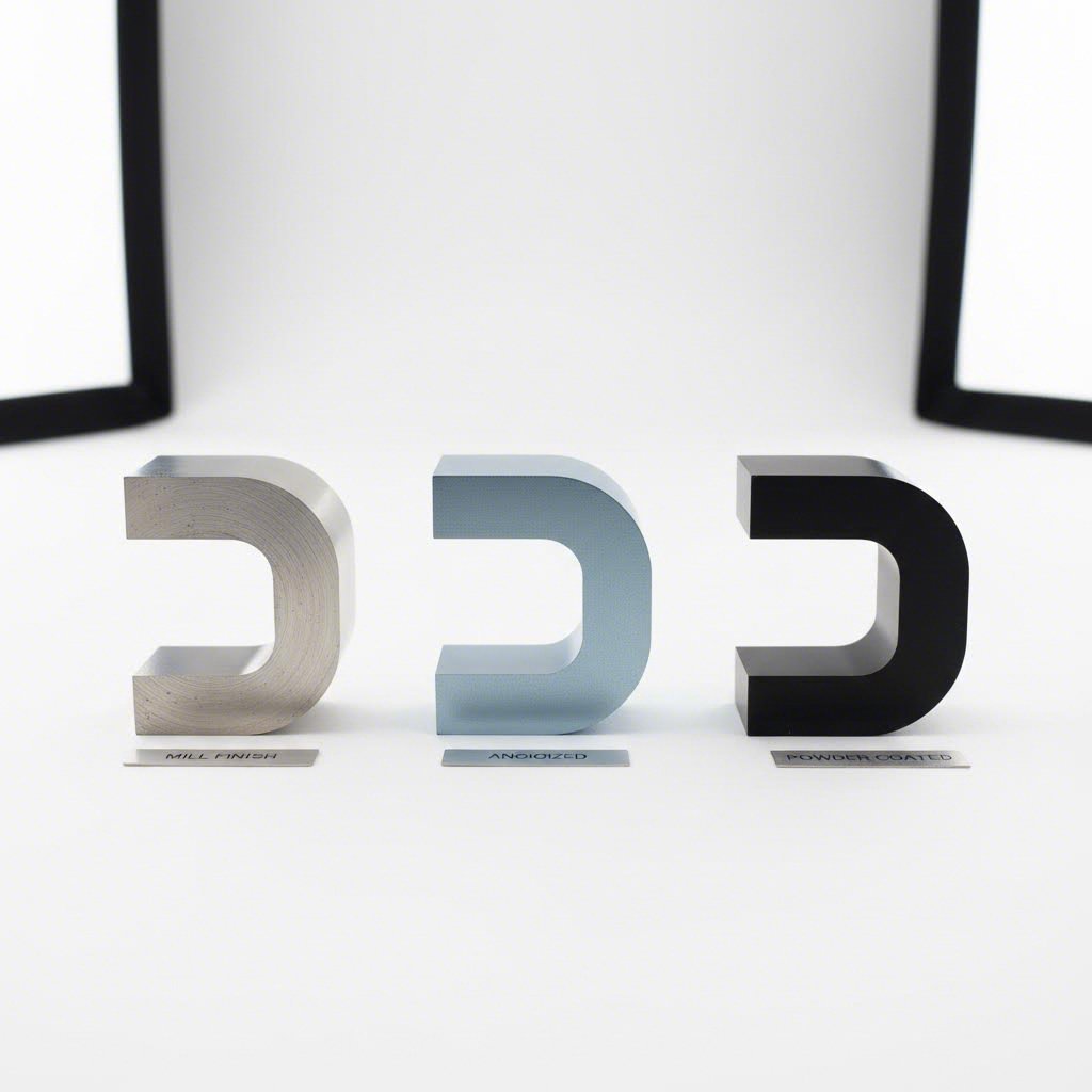 comparison of mill finish anodized and powder coated d profiles