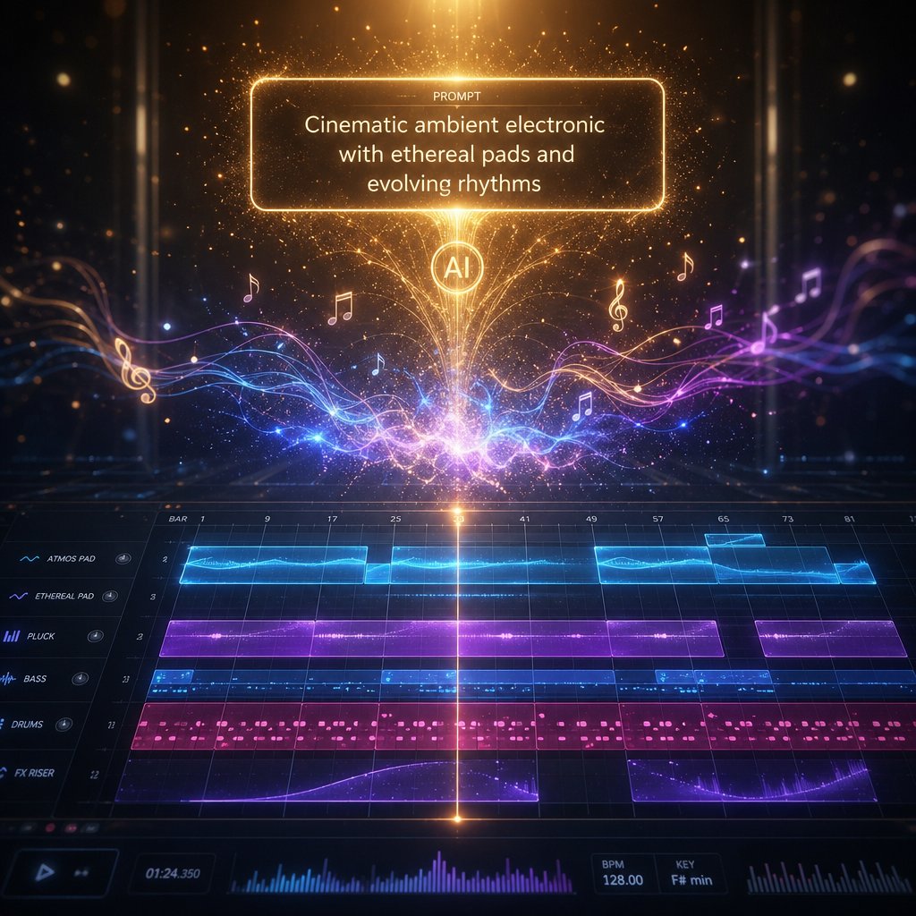 ai music generation transforming a text prompt into a tempo controlled audio track