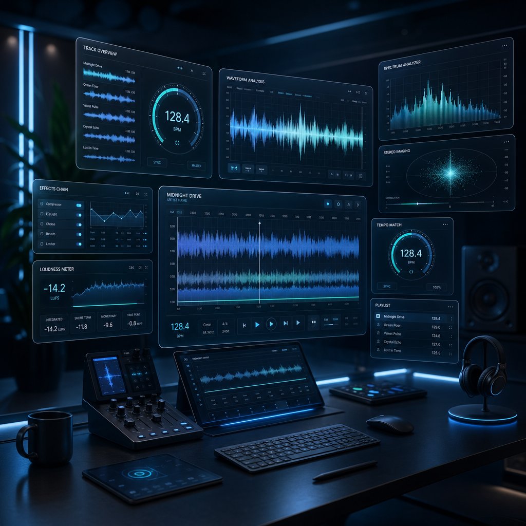multiple bpm analysis tools displaying tempo readings from audio waveform data